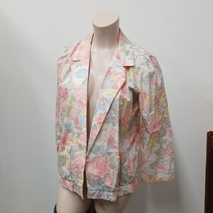 Vintage Lightweight Spring Floral Blazer / Size 20
